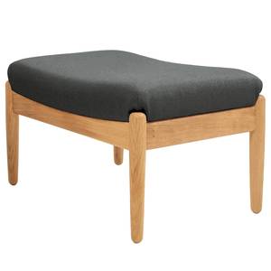 Fauteuil Tioga geweven stof - Grijsblauw - Lichte eikenhouten - Met hocker