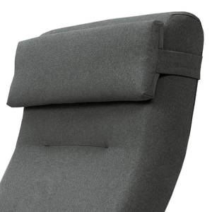 Fauteuil Tioga geweven stof - Grijsblauw - Lichte eikenhouten - Met hocker