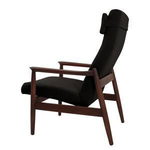 Fauteuil Tioga Tissu - Marron foncé - Chêne foncé - Avec repose-pieds