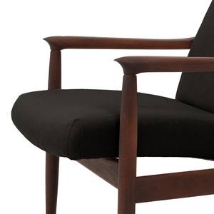 Fauteuil Tioga geweven stof - Donkerbruin - Donkere eikenhout - Met hocker