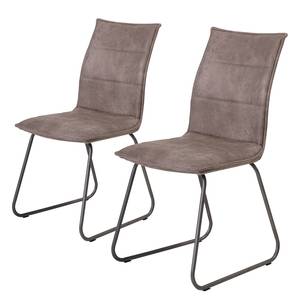 Chaises Kinsley II (lot de 2) Tissu / Acier  -  Beige vintage / Gris