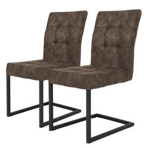 Chaises cantilever Clyde (lot de 2) Microfibre / Acier - Taupe vintage / Anthracite