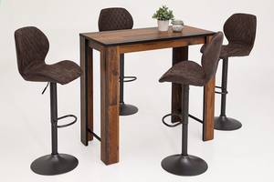 Barstoelen Ripley (set van 2) microvezel/staal - antracietkleurig - Vintage bruin - Microvezel