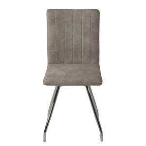 Gestoffeerde stoelen Delvin (set van 2) microvezel/staal - chroomkleurig - Vintage Grijs