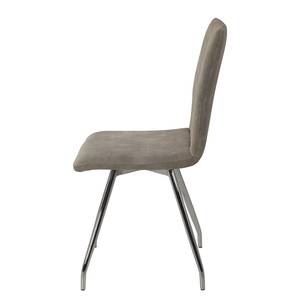 Gestoffeerde stoelen Delvin (set van 2) microvezel/staal - chroomkleurig - Vintage Grijs