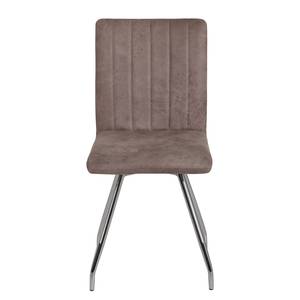 Chaises capitonnées Delvin (lot de 2) Microfibre / Acier - Chrome - Marron vintage