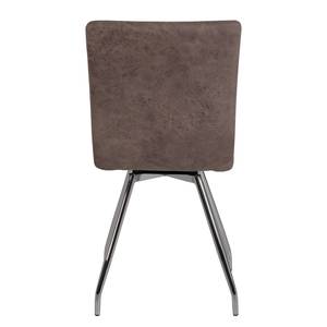 Gestoffeerde stoelen Delvin (set van 2) microvezel/staal - chroomkleurig - Vintage bruin