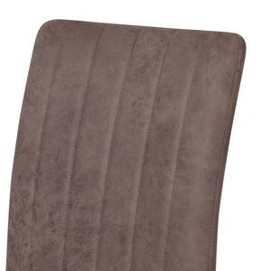 Chaises capitonnées Delvin (lot de 2) Microfibre / Acier - Chrome - Marron vintage