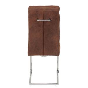 Chaises cantilever Tadley (lot de 2) Microfibre / Acier - Marron vintage / Chrome - Marron vintage