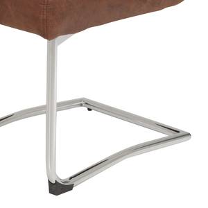 Chaises cantilever Tadley (lot de 2) Microfibre / Acier - Marron vintage / Chrome - Marron vintage