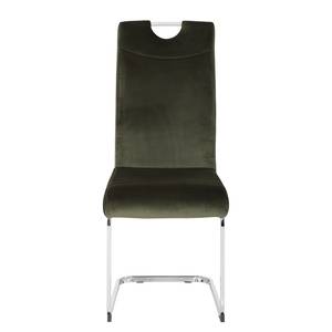 Chaises cantilever Emly (lot de 2) Velours / Acier - Chrome - Vert foncé