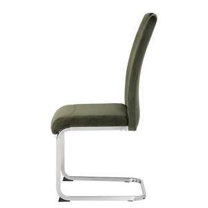 Chaises cantilever Emly (lot de 2) Velours / Acier - Chrome - Vert foncé