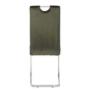 Chaises cantilever Emly (lot de 2) Velours / Acier - Chrome - Vert foncé