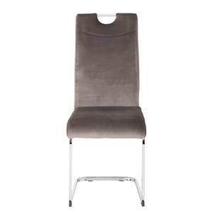 Chaises cantilever Emly (lot de 2) Velours / Acier - Chrome - Gris