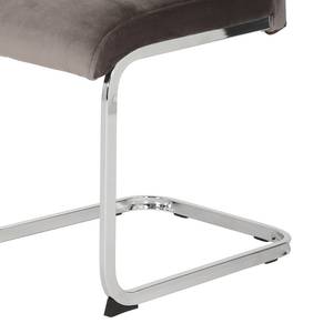 Chaises cantilever Emly (lot de 2) Velours / Acier - Chrome - Gris