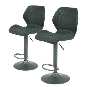 Chaises de bar Ripley (lot de 2) Microfibre / Acier - Anthracite - Gris vintage - Microfibre