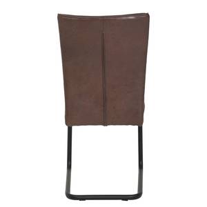 Chaises cantilever Creegh (lot de 2) Microfibre/ Acier -  Noir mat - Marron vintage