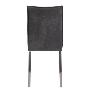 Gestoffeerde stoelen Roby (set van 2) geweven stof/staal - antracietkleurig/roestvrij staal