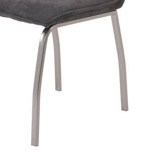 Gestoffeerde stoelen Roby (set van 2) geweven stof/staal - antracietkleurig/roestvrij staal