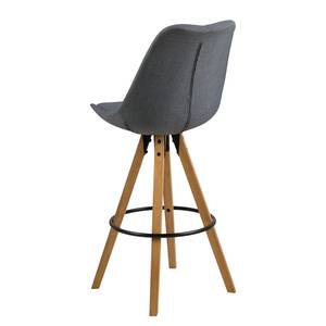 Sedia da bar ALEDAS Tessuto/Albero della gomma massello - Tessuto Cors: grigio scuro - Set da 2