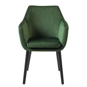 Sedia con braccioli Nicholas V Velluto/Albero della gomma massello - Nero - Velluto Kemi: verde scuro - 1 sedia