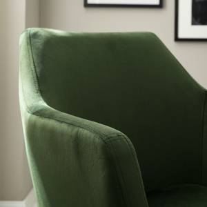Sedia con braccioli Nicholas V Velluto/Albero della gomma massello - Nero - Velluto Kemi: verde scuro - 1 sedia