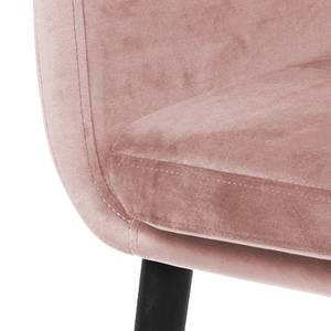 Sedia con braccioli Nicholas V Velluto/Albero della gomma massello - Nero - Velluto Kemi: rosa anticato - 1 sedia