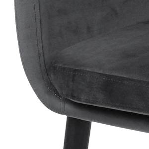 Sedia con braccioli NICHOLAS Velluto/Albero della gomma massello - Nero - Velluto Vilda: grigio scuro - 1 sedia