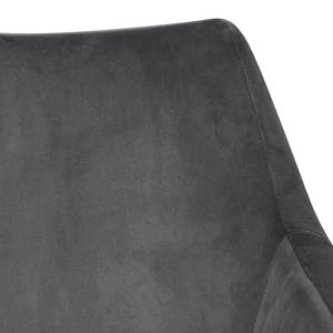 Sedia con braccioli NICHOLAS Velluto/Albero della gomma massello - Nero - Velluto Vilda: grigio scuro - 1 sedia