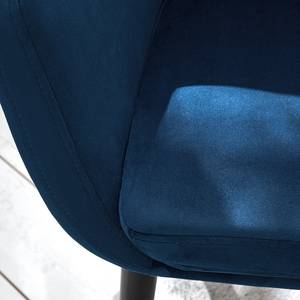 Sedia con braccioli Nicholas V Velluto/Albero della gomma massello - Nero - Velluto Kemi: blu scuro - 1 sedia