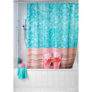 Rideau de douche Hawaii Fibres synthétiques - Turquoise / Marron