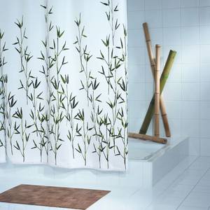 Douchegordijn Bambu kunstvezels - wit/groen