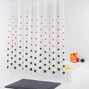 Rideau de douche Stars Matière plastique - Rouge foncé / Noir