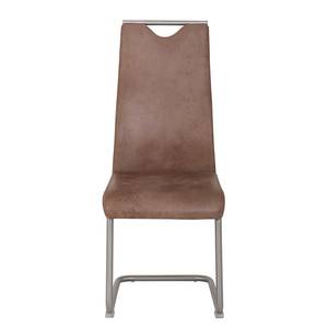 Chaises cantilever Clareen (lot de 2) Microfibre / Acier inoxydable - Marron vintage