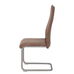 Chaises cantilever Clareen (lot de 2) Microfibre / Acier inoxydable - Marron vintage