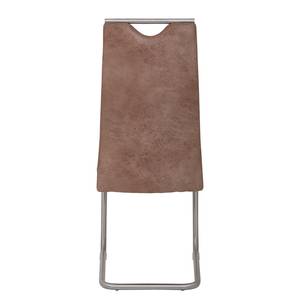 Chaises cantilever Clareen (lot de 2) Microfibre / Acier inoxydable - Marron vintage