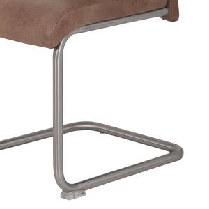 Chaises cantilever Clareen (lot de 2) Microfibre / Acier inoxydable - Marron vintage