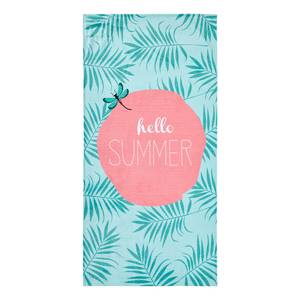 Strandlaken Hello Summer Geweven stof - turquoise/roze