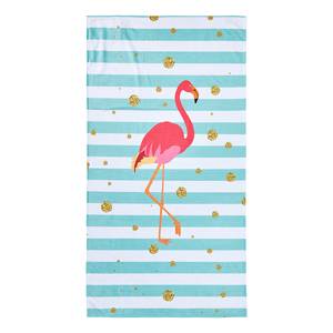 Strandlaken Flamingo Geweven stof - turquoise/roze