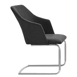 Chaises cantilever Tibau (lot de 2) Imitation cuir / Acier inoxydable - Anthracite