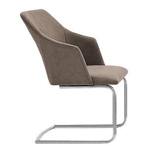 Chaises cantilever Tibau (lot de 2) Imitation cuir / Acier inoxydable - Taupe