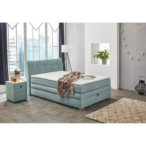 Lit boxspring Amelie Avec coffre de lit Tissu - Gris menthe