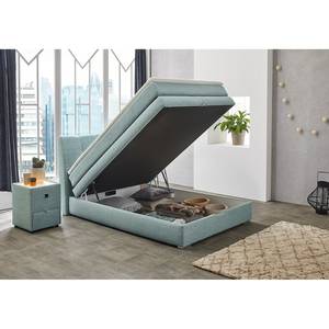 Lit boxspring Amelie Avec coffre de lit Tissu - Gris menthe