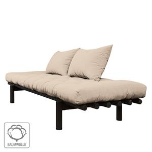 Canapé convertible Pace Tissu - Crème - Noir