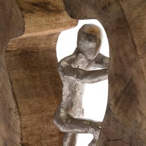 Sculptuur Man in Log aluminium/mangohout - bruin/zilverkleurig