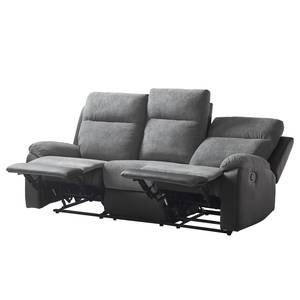 Relaxsofa Warmun (3-Sitzer) Kunstleder / Microfaser - Schwarz / Grau