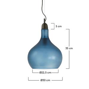 Suspension Wolen Métal / Verre - 1 ampoule - Bleu
