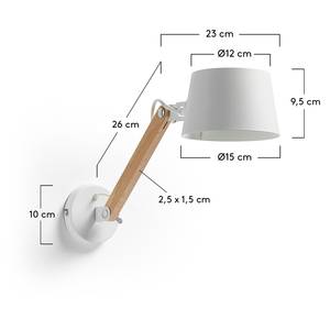 Applique Muse Acier / Hêtre - 1 ampoule - Blanc