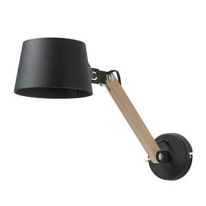 Wandlamp Muse Staal/beukenhout - 1 lichtbron - Zwart