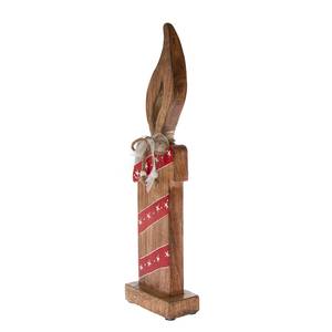 Sierobject Holzkerze mangohout - rood/wit - Hoogte: 40 cm